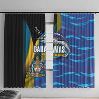 Bahamas Independence Day Window Curtain National Flag Style with Blue Marlin and Emblem