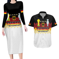 Custom Germany Football Couples Matching Long Sleeve Bodycon Dress and Hawaiian Shirt Die Mannschaft Championship Titles World and Euro - Wonder Print Shop