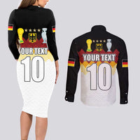 Custom Germany Football Couples Matching Long Sleeve Bodycon Dress and Long Sleeve Button Shirt Die Mannschaft Championship Titles World and Euro - Wonder Print Shop