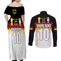 Custom Germany Football Couples Matching Off Shoulder Maxi Dress and Long Sleeve Button Shirt Die Mannschaft Championship Titles World and Euro - Wonder Print Shop