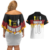 Custom Germany Football Couples Matching Off Shoulder Short Dress and Hawaiian Shirt Die Mannschaft Championship Titles World and Euro - Wonder Print Shop
