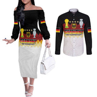 Custom Germany Football Couples Matching Off The Shoulder Long Sleeve Dress and Long Sleeve Button Shirt Die Mannschaft Championship Titles World and Euro