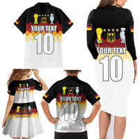 Custom Germany Football Family Matching Long Sleeve Bodycon Dress and Hawaiian Shirt Die Mannschaft Championship Titles World and Euro - Wonder Print Shop