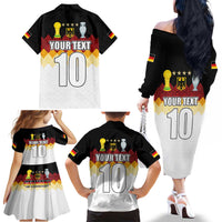 Custom Germany Football Family Matching Off The Shoulder Long Sleeve Dress and Hawaiian Shirt Die Mannschaft Championship Titles World and Euro - Wonder Print Shop