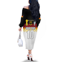Custom Germany Football Family Matching Off The Shoulder Long Sleeve Dress and Hawaiian Shirt Die Mannschaft Championship Titles World and Euro - Wonder Print Shop