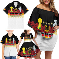 Custom Germany Football Family Matching Off Shoulder Short Dress and Hawaiian Shirt Die Mannschaft Championship Titles World and Euro - Wonder Print Shop