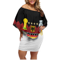 Custom Germany Football Family Matching Off Shoulder Short Dress and Hawaiian Shirt Die Mannschaft Championship Titles World and Euro - Wonder Print Shop