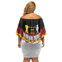 Custom Germany Football Family Matching Off Shoulder Short Dress and Hawaiian Shirt Die Mannschaft Championship Titles World and Euro - Wonder Print Shop