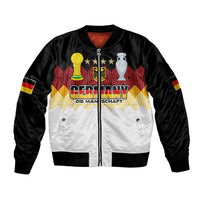 Custom Germany Football Sleeve Zip Bomber Jacket Die Mannschaft Championship Titles World and Euro - Wonder Print Shop