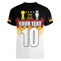 Custom Germany Football Women V-Neck T-Shirt Die Mannschaft Championship Titles World and Euro - Wonder Print Shop