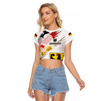 Personalised Germany Seal and Eagle Grunge Flag Raglan Cropped T Shirt - Wonder Print Shop