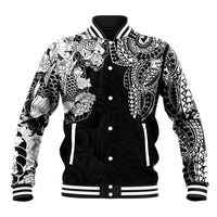Japanese Irezumi and Hawaiian Polynesian Art Tattoo Baseball Jacket Black Color - Wonder Print Shop