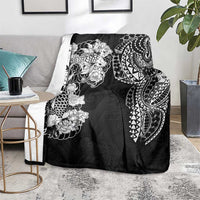 Japanese Irezumi and Hawaiian Polynesian Art Tattoo Blanket Black Color - Wonder Print Shop