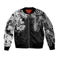 Japanese Irezumi and Hawaiian Polynesian Art Tattoo Bomber Jacket Black Color - Wonder Print Shop