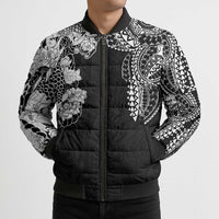 Japanese Irezumi and Hawaiian Polynesian Art Tattoo Bomber Puffer Jacket Black Color - Wonder Print Shop