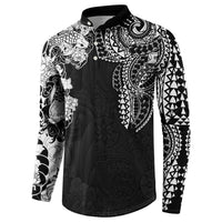 Japanese Irezumi and Hawaiian Polynesian Art Tattoo Button Sweatshirt Black Color - Wonder Print Shop