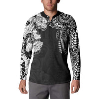Japanese Irezumi and Hawaiian Polynesian Art Tattoo Button Sweatshirt Black Color - Wonder Print Shop