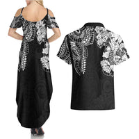 Japanese Irezumi and Hawaiian Polynesian Art Tattoo Couples Matching Summer Maxi Dress and Hawaiian Shirt Black Color - Wonder Print Shop