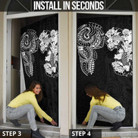 Japanese Irezumi and Hawaiian Polynesian Art Tattoo Door Cover Black Color - Wonder Print Shop