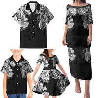Japanese Irezumi and Hawaiian Polynesian Art Tattoo Family Matching Puletasi and Hawaiian Shirt Black Color - Wonder Print Shop