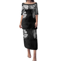 Japanese Irezumi and Hawaiian Polynesian Art Tattoo Family Matching Puletasi and Hawaiian Shirt Black Color - Wonder Print Shop