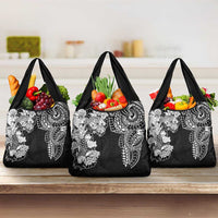 Japanese Irezumi and Hawaiian Polynesian Art Tattoo Grocery Bag Black Color - Wonder Print Shop