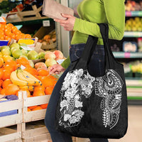 Japanese Irezumi and Hawaiian Polynesian Art Tattoo Grocery Bag Black Color - Wonder Print Shop