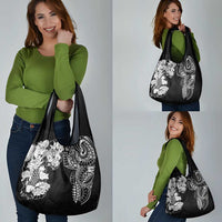 Japanese Irezumi and Hawaiian Polynesian Art Tattoo Grocery Bag Black Color - Wonder Print Shop