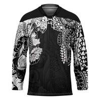 Japanese Irezumi and Hawaiian Polynesian Art Tattoo Hockey Jersey Black Color - Wonder Print Shop