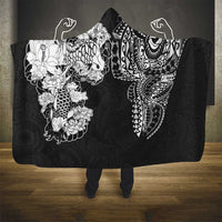 Japanese Irezumi and Hawaiian Polynesian Art Tattoo Hooded Blanket Black Color - Wonder Print Shop