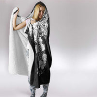 Japanese Irezumi and Hawaiian Polynesian Art Tattoo Hooded Blanket Black Color - Wonder Print Shop