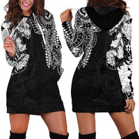 Japanese Irezumi and Hawaiian Polynesian Art Tattoo Hoodie Dress Black Color - Wonder Print Shop
