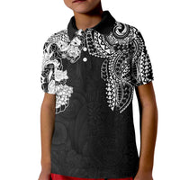 Japanese Irezumi and Hawaiian Polynesian Art Tattoo Kid Polo Shirt Black Color - Wonder Print Shop