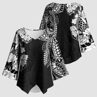 Japanese Irezumi and Hawaiian Polynesian Art Tattoo Kimono Sleeve Blouse Black Color - Wonder Print Shop