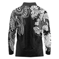 Japanese Irezumi and Hawaiian Polynesian Art Tattoo Long Sleeve Polo Shirt Black Color - Wonder Print Shop