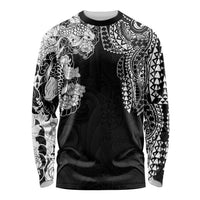 Japanese Irezumi and Hawaiian Polynesian Art Tattoo Long Sleeve Shirt Black Color - Wonder Print Shop