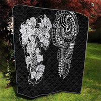 Japanese Irezumi and Hawaiian Polynesian Art Tattoo Quilt Black Color - Wonder Print Shop