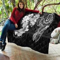 Japanese Irezumi and Hawaiian Polynesian Art Tattoo Quilt Black Color - Wonder Print Shop