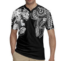 Japanese Irezumi and Hawaiian Polynesian Art Tattoo Rugby Jersey Black Color - Wonder Print Shop