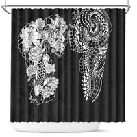 Japanese Irezumi and Hawaiian Polynesian Art Tattoo Shower Curtain Black Color - Wonder Print Shop