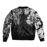 Japanese Irezumi and Hawaiian Polynesian Art Tattoo Sleeve Zip Bomber Jacket Black Color - Wonder Print Shop