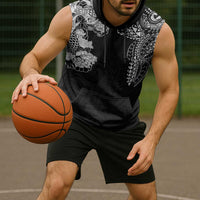 Japanese Irezumi and Hawaiian Polynesian Art Tattoo Sleeveless Hoodie Black Color - Wonder Print Shop