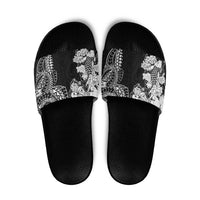 Japanese Irezumi and Hawaiian Polynesian Art Tattoo Slide Sandals Black Color - Wonder Print Shop