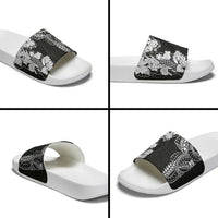 Japanese Irezumi and Hawaiian Polynesian Art Tattoo Slide Sandals Black Color - Wonder Print Shop