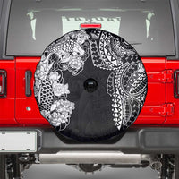 Japanese Irezumi and Hawaiian Polynesian Art Tattoo Spare Tire Cover Black Color - Wonder Print Shop