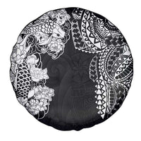 Japanese Irezumi and Hawaiian Polynesian Art Tattoo Spare Tire Cover Black Color - Wonder Print Shop