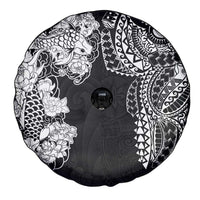 Japanese Irezumi and Hawaiian Polynesian Art Tattoo Spare Tire Cover Black Color - Wonder Print Shop