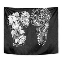 Japanese Irezumi and Hawaiian Polynesian Art Tattoo Tapestry Black Color - Wonder Print Shop