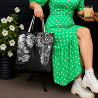 Japanese Irezumi and Hawaiian Polynesian Art Tattoo Tote Bag Black Color - Wonder Print Shop