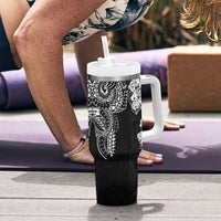 Japanese Irezumi and Hawaiian Polynesian Art Tattoo Tumbler With Handle Black Color - Wonder Print Shop